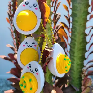 Boiled Eggs Fidget Clicker keychein, 3D Printed Stress Relief Toy, backpack accesory, relax toy, gift for kids, kawaii cute egg gift, gift