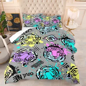 Tiger Pattern Comforter Set, Soft And Comfortable Bedding Set, Including 1 Comforter And 1 Or 2 Pillowcases Without Pillow Core, Suitable For Bedroom, Dormitory, Guest Room Decoration Supplies For Teenagers And Adults