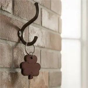 Shamrock - Solid Oak wooden keychain with stainless steel hardware