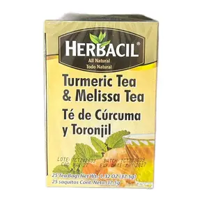 Herbacil Turmeric & Melissa Tea - 25 Tea Bags - 1.32 oz - Natural Beverage for Health Drink Herbal tea turmeric  tea herbal tea