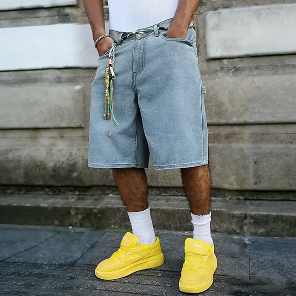 Men's Solid Color Capris Jeans, Casual Comfy Capris Denim Pants for Summer, Fashion Men's Bottoms for Daily Wear