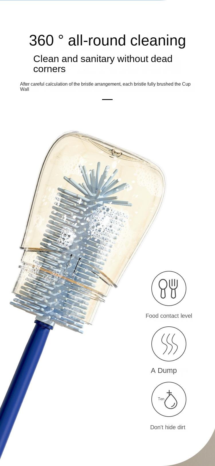 Baby Bottle Cleaning Brush Set - Cleaner with Long Handle, Sports Bottle with Straw Brush, Nozzle/Lid Cleaning Brush for Cleaning Narrow Mouth