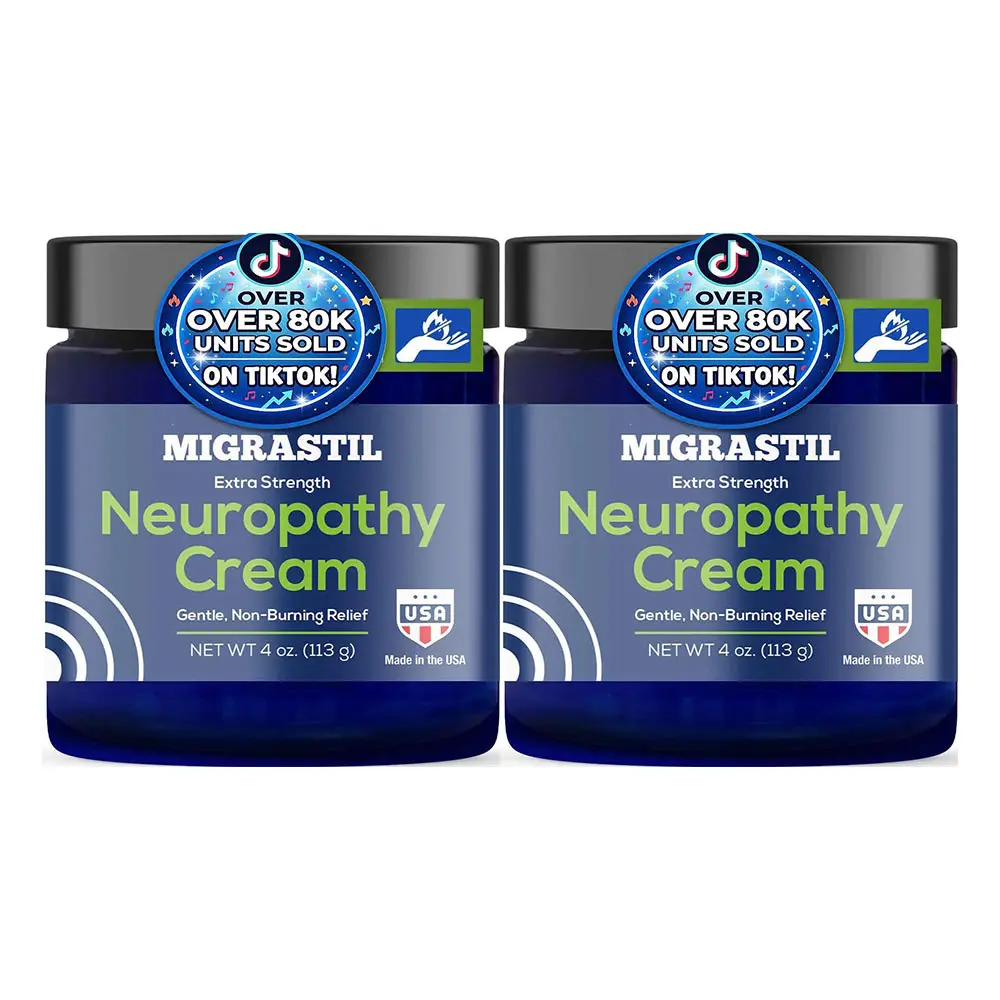 2 Pack Migrastil Neuropathy Cream - Soothing Cream for Feet, Legs, Hands, Etc. Aloe Shea Butter Gentle Clove Moisturizing Body Care Daily