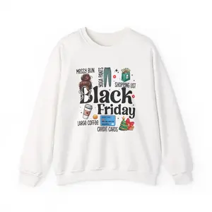 Black Friday Sweatshirt Loose Fit Women's Long Sleeve Hoodie 50% Cotton 50% Polyester Medium Weight Soft Fabric Unisex Sizing