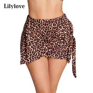 Lilylove Women's Short Swim Skirt Adjustable Side-Tie High Waisted Shaping Skirt for Summer Bottoms for Beach Holiday Vacation Bathing Suit Swimsuit Swimwear