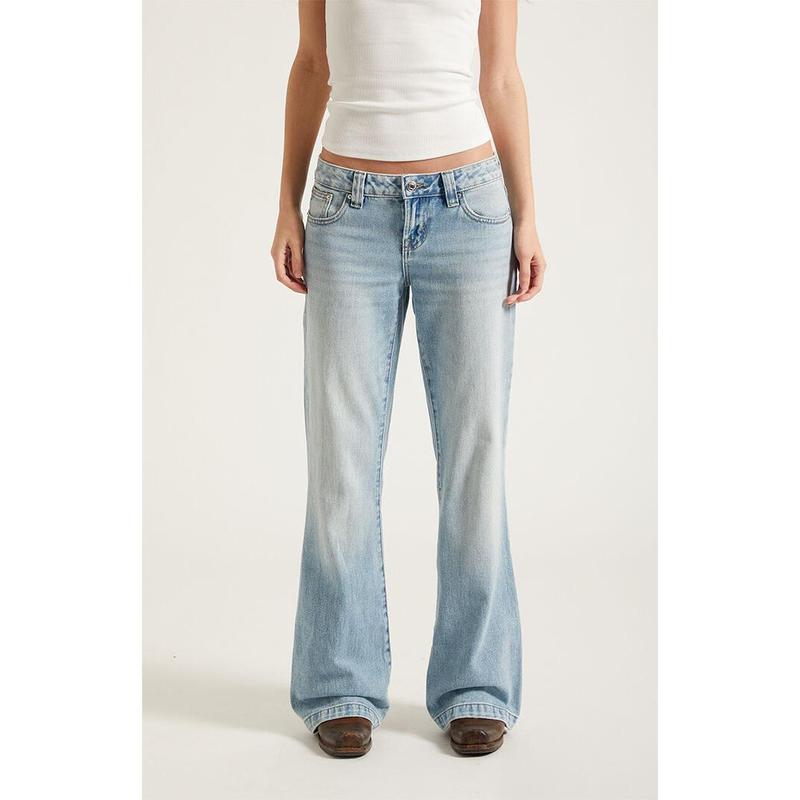 Pacsun Women's Charlie Low Rise Baggy Bootcut Jeans Light Blue