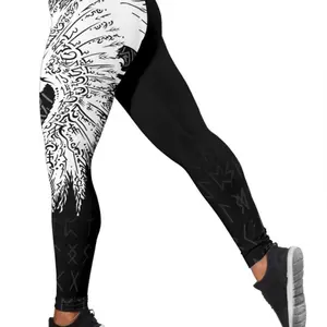 Custom Viking Leggings Mystical Raven Tattoo Special