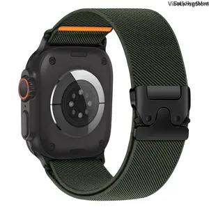 Adjustable Titanium Parachute Buckle Nylon Watch Band, Stretchy Solo Loop Wearable Tech Accessory for Apple Watch, Fashion Accessories
