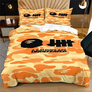 Camouflage Ape Head Pattern Quilt Set Bedding Set, Suitable For Fresh And Simple Indoor Decoration, Suitable As a Moving Or Holiday Gift, Including 1 Duvet Cover And 1 Or 2 Pillowcases, Without a Core Or Pillow