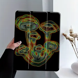 Cool Psychedelic Mushroom iPad Case with Pencil Slot, Triple Fold Stand & Auto Wake/Sleep, Shockproof Full Protection Cover, Fits iPad 7.9/8.3/10.2/10.5/10.9/11/12.9 13 inch, Great for School & Work