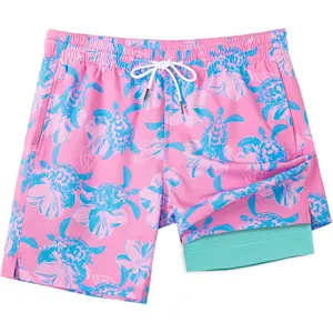 Mens Swim Trunks with Compression Liner Swim Shorts 7" Swimming Trunks Stretch 7 Inch Swim Suits Quick Dry