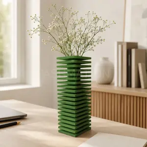 Modern Slatted Vase | Tall Architectural Column Centerpiece