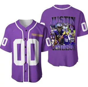 Custom Name Justin Jefferson Baseball Jersey