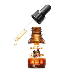 OurCares 10-in-1 Multi-vitamin Drops (Chicken Flavor) - 60 ml | Contains vitamins, minerals, Omega-3, and glucosamine, supporting overall health, joint mobility, and skin health, serving as a natural nutritional supplement for dogs