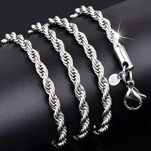 Elegant Silver Twist Chain Necklace for Men and Women – Minimalist Unisex Jewelry, 2mm Metal Chain with Clasp, Perfect for Daily Wear, Parties, and Gifts