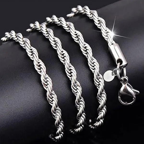 Unisex Elegant Silver Twist Chain Necklace, 2mm Metal Chain with Clasp, Minimalist Jewelry for Daily Wear & Gifting, Beauty-Focused Beading DIY Accessory