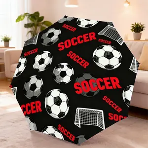 Vibrant Football Print Umbrella with Automatic Folding and UV Protection, Durable 8-Rib Design for Outdoor Use, Great Holiday Gift