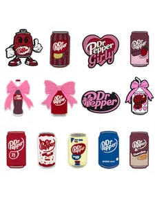 13-Piece Dr Pepper High Quality Soda Bottle Drink Shoe Charms Set For Bubble Slides Clogs Sandals,PVC Shoe Decorations Accessories Buckle For Christmas Birthday Gifts