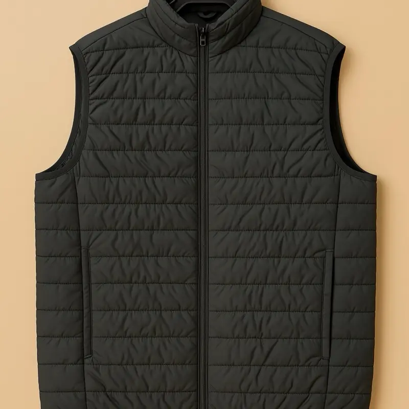 Black Puff Unisex Vest - Adjustable Fit, Zip Closure, Front Pocket, Versatile Style for Men and Occasionals Fashion