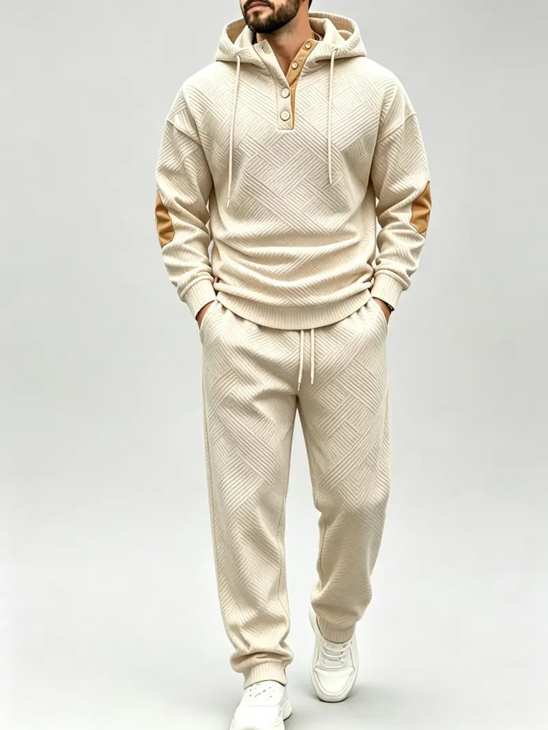Men's textured knit hooded tracksuit set - view 2