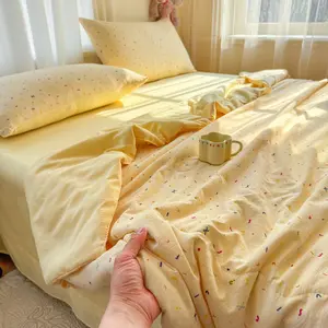 Korean Style Creamy Candy Cool Summer Blanket, Breathable and, Lightweight Air Conditioning Bedding, Cozy Bedroom Linen