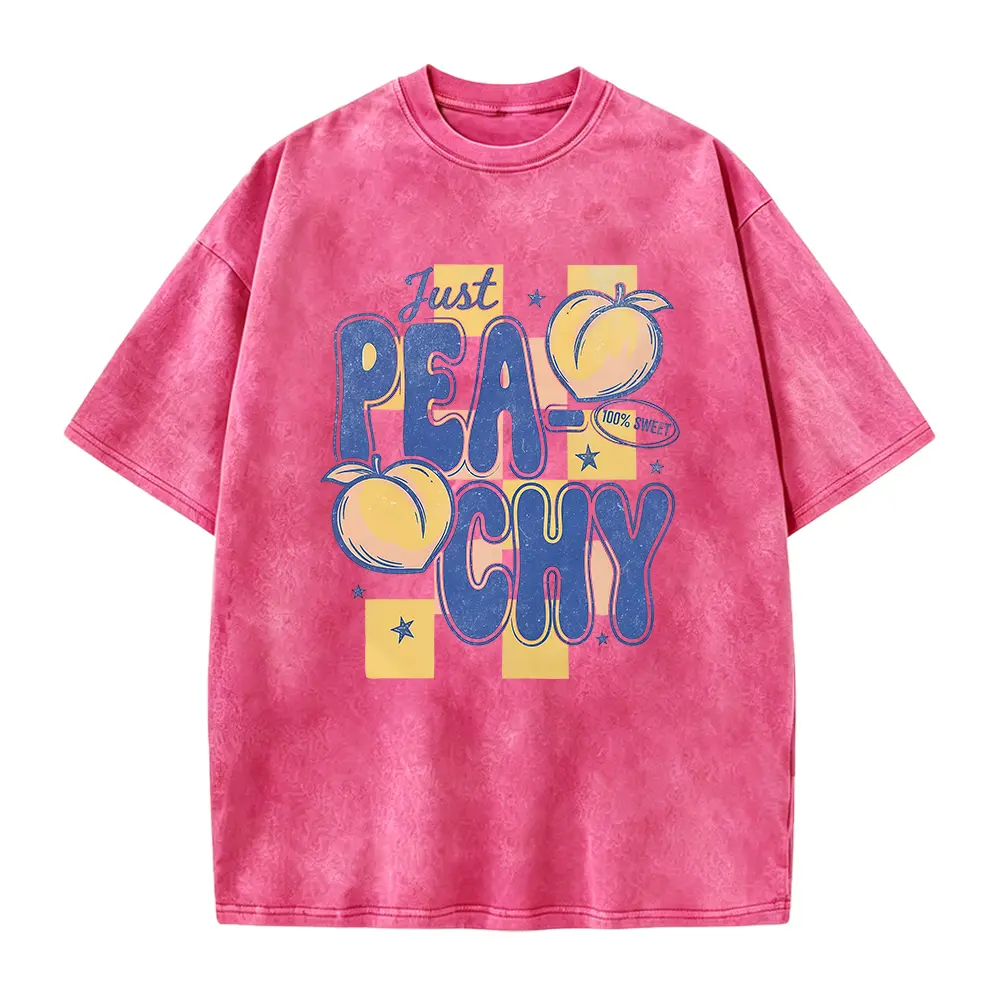 Just Peachy Shirt Summer Fruit Tshirt Food Pun T Shirt Retro Graphic Tee Peach Graphic Tee Summer T-Shirt