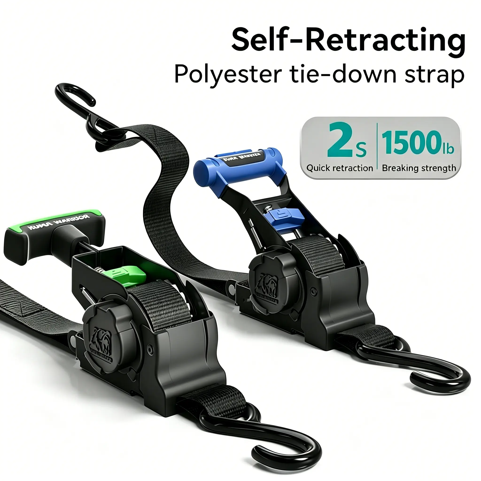 Novupow 1"X10' Retractable Ratchet Tiedown Straps, 1500lb Max Break Strength For Truck, Cargo Trailer