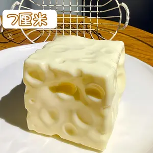 Giant Cheese Squishy – 6/7cm Non-Rebound Fidget, Yellow Moldable Stress Ball, Viral ASMR Squeeze Toy