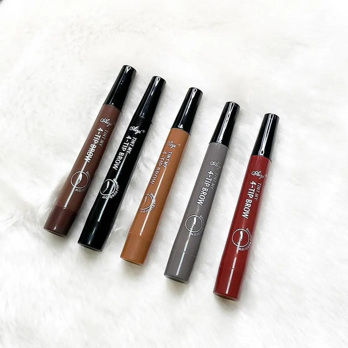 2-Pack 4 Tip Microblading Eyebrow Pen, Waterproof Natural Hair Stroke Brow Tint Marker, Long Lasting Liquid Brow Pencil for Fuller Looking Brows