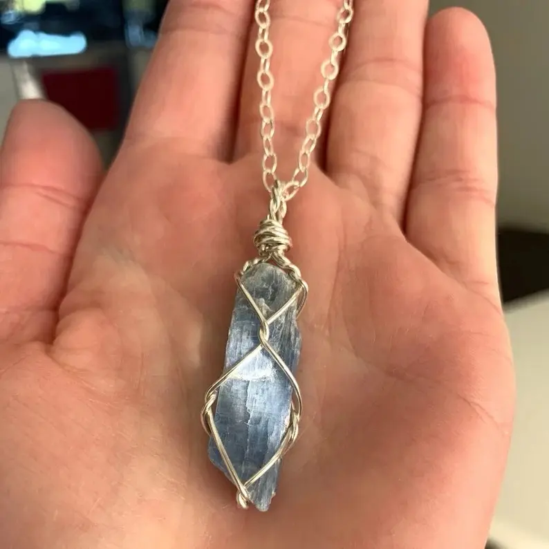 Blue Kyanite Crystal Necklace, astral travel, raw kyanite, gift for her, gift for him, natural, blue kyanite blade, blue kyanite jewelry