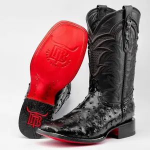 Black PRINT Leather Boots - Square Toe