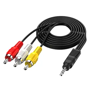 3.5 mm to RCA AV Camcorder Video Cable,3.5mm 18 TRRS Male to 3 RCA Male Plug Adapter Cord for TV,Smartphones,MP3, Tablets,Speakers,Home Theater - 5ft1.5M