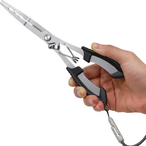 Fishing Pliers Hook Remover Tool, Stainless Steel Fishing Needle Nose Pliers Saltwater Freshwater, Fish Dehooker Plyers with Lanyard, Fish Multitool Gear with Braided Line Cutter