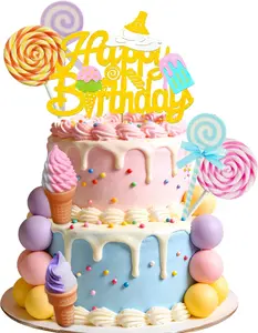LaVenty Candy Cake Toppers Ice Cream Cake Topper Candyland Cake Topper with Ice Cream for Sweet Theme Birthday Baby Shower Bridal Shower Party Supplies