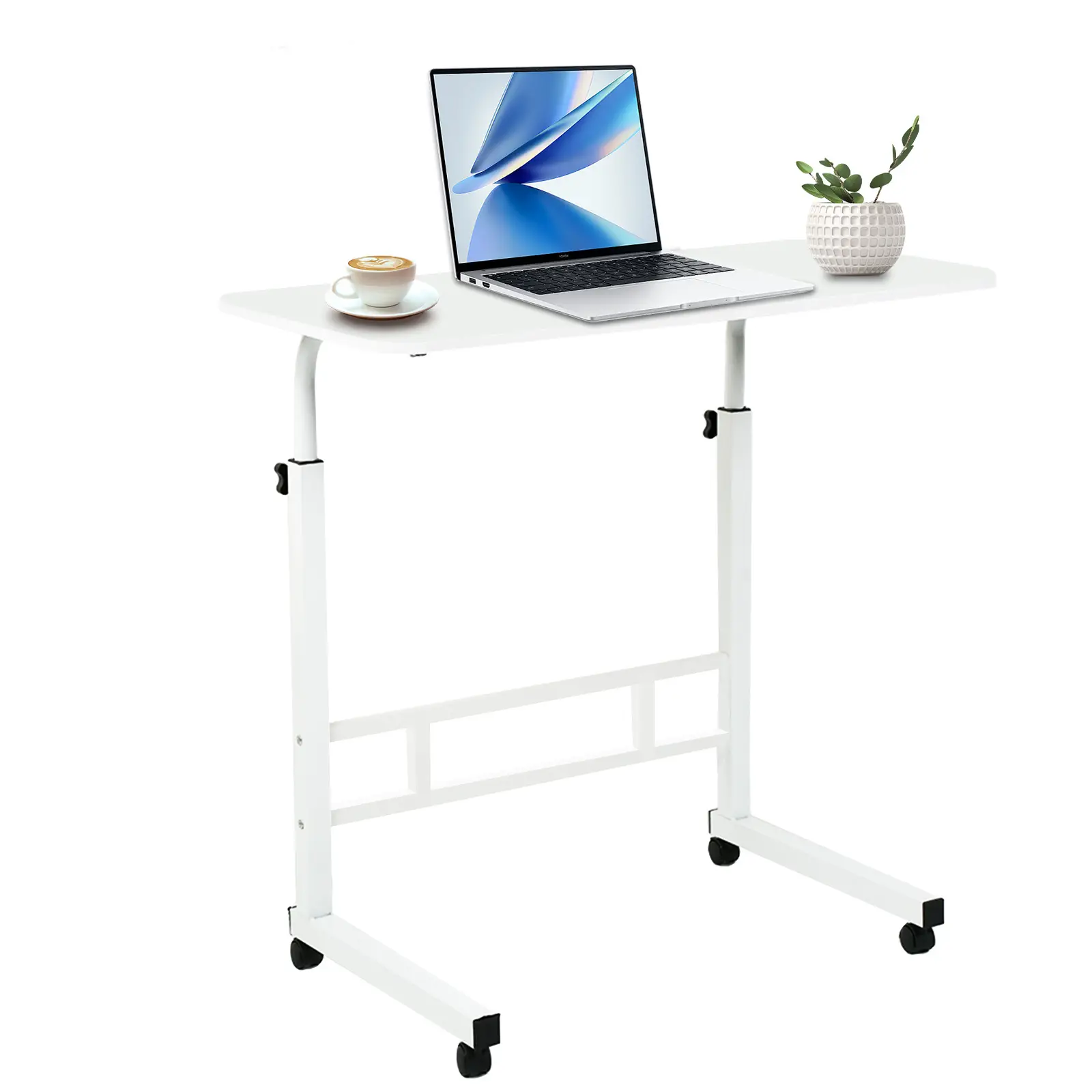 Adjustable Mobile Standing Desk, Laptop Cart on Wheels, Rolling Computer Cart for Home Office, Ergonomic Sit-Stand Workstation, Computer Desk for Stan
