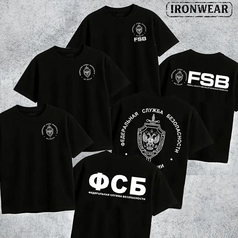 [Collection] IronWear Military Russian Eagle FSB Federal Security T Shirt Graphic T Shirt Men's Retro Tactical Military Graphic Tee Outdoor Sports Apparel Gift Men