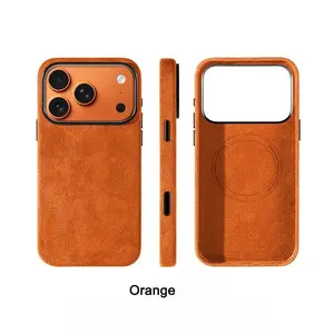 Real Alcantara Magnetic Case for iPhone 17 Pro Max Cover with Smart Camera Button Protector Cases for iPhone 17 Pro Max