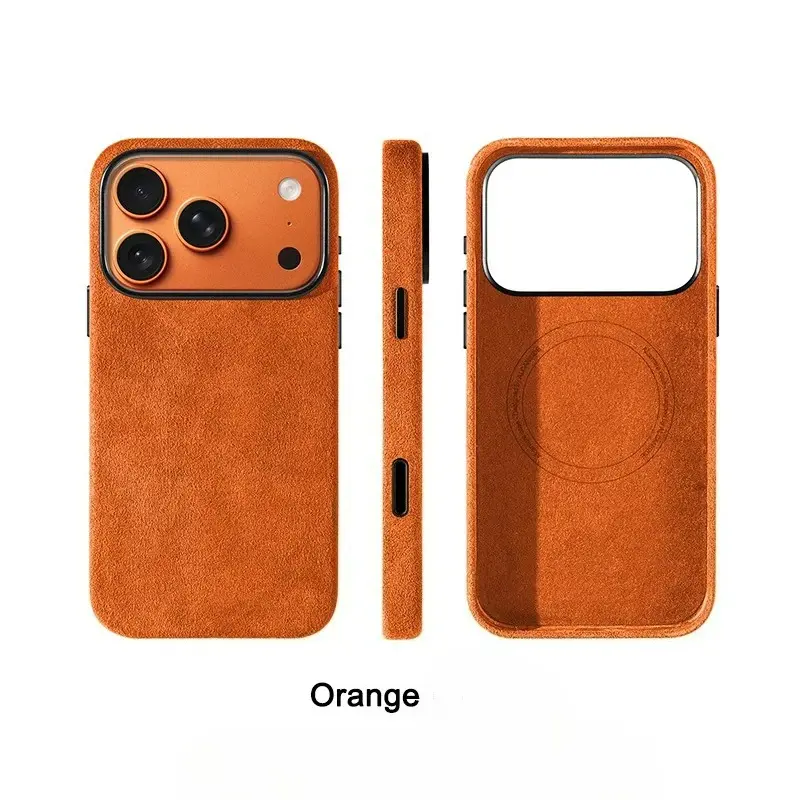 Real Alcantara Magnetic Protective Case for iPhone 17 Pro Max - Cellphone Waterproof Accessory with Smart Camera Button Protection