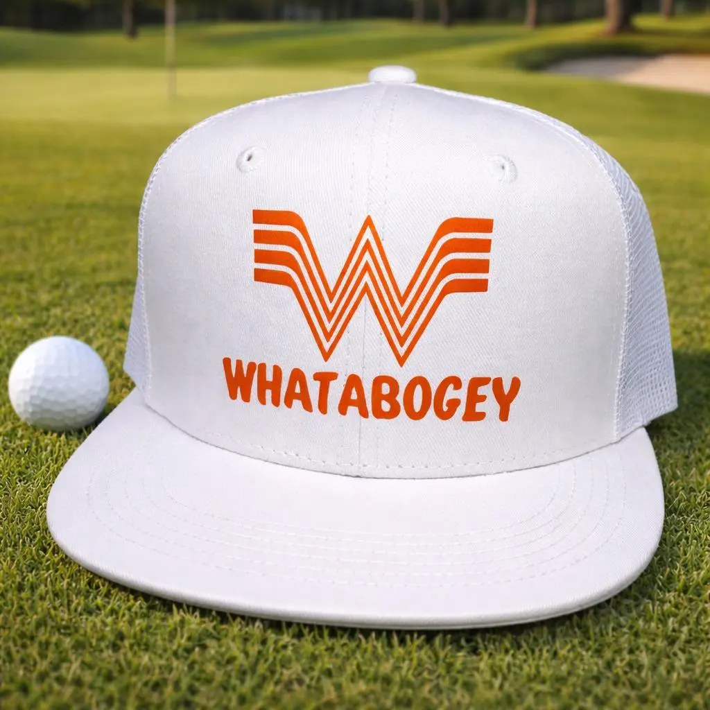 Whatabogey Flat Bill 6 Panel Trucker Hat Snapback One Size Fits Most Parody Hat
