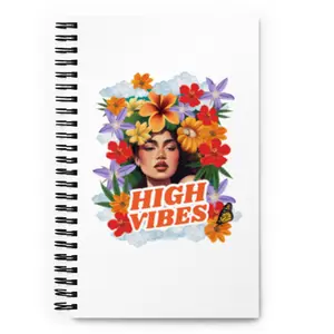 High Vibes Cannabis Themed Spiral Notebook - Cannabis Themed Novelty Gift 140 dotted bullet journals