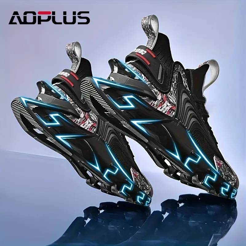 AOPLUS Men's Workout Sneakers - Lace Closure Running Athletic Shoes, Breathable Grip Fabric Upper PVC Sole Round Toe Anti-Slip Footwear for Gym Training & Outdoor Enthusiasts