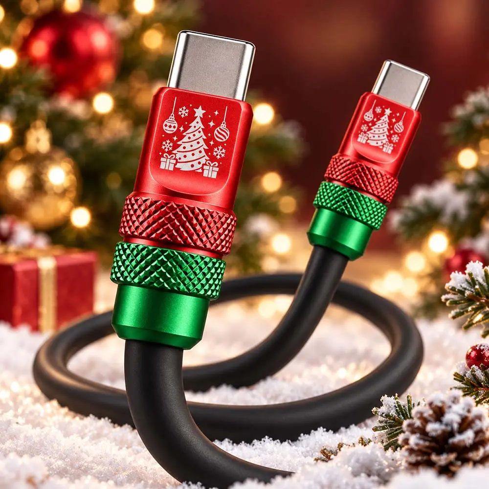ChubbyCable Christmas Edition 240W USB-C Fast Charging Cable for Cellphones, Electronic Devices - Aluminium Alloy Connector,techvibes