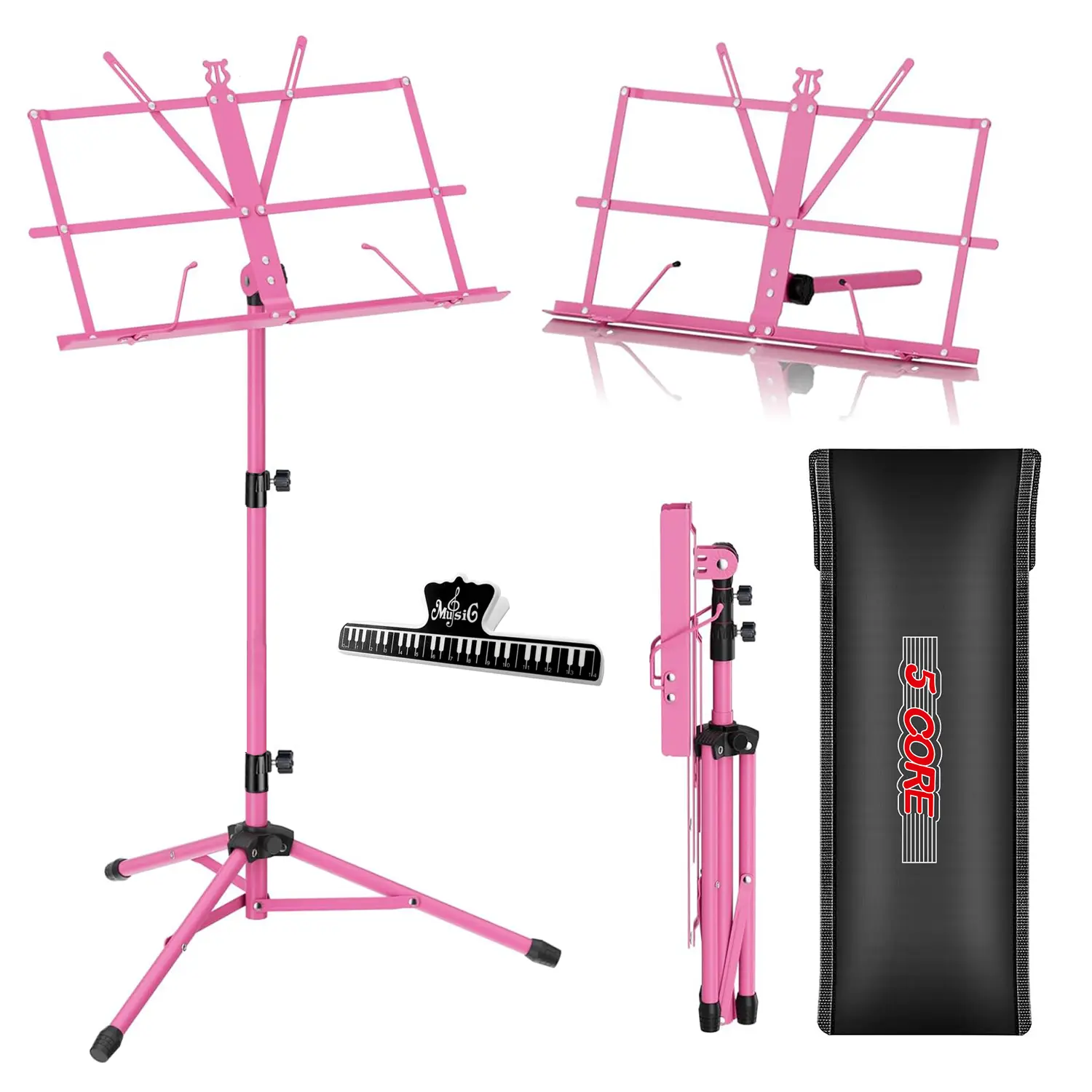 5 Core Music Stand Adjustable 57" Desktop Book Stands Sheet Holder All Metal Portable Bookstand