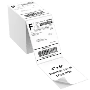 MaxGear 4" x 6" Direct Thermal Labels, 1000 Fanfold Labels, for Shipping & Mailing, Perforated White, Commercial Grade with Permanent Adhesive, Compatible with Most Thermal Printers,1 Stack