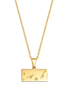 Spanish Canary Islands Necklace, Yerba Island, La Palma Island, Lanzarote Jewelry, Stainless Steel Pendant, Casual Ethnic Style