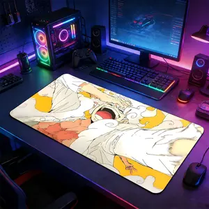 Vibrant White Cloud & Yellow Anime Character Large Gaming Mouse Pad, Non-Slip Rubber Base with Reinforced Stitched Edge, Intense Hot-blooded Anime Aesthetic Design, Durable Desk Mat for Gaming & Office, Great Gift for Gamer Boys & Anime Lovers