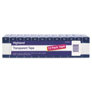 3M  Transparent Tape- .75 in. x 1000 in.- 3 in. Core- Clear- 12-Pack