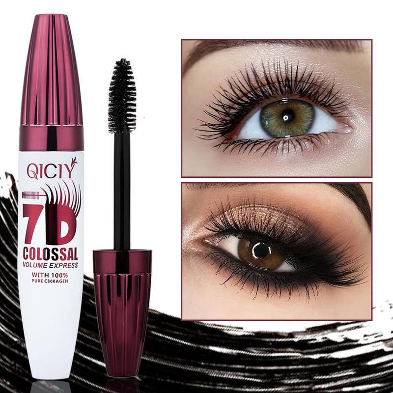 QICIY 7D Colossal Volume Express Flawless Mascara Waterproof Volumizing & Curling Smudge Proof Vegan Cruelty Free Easy Application for Beginners Long Lasting Natural Non Smudged Tubing Mascara for All Ages Skin Types Makeup