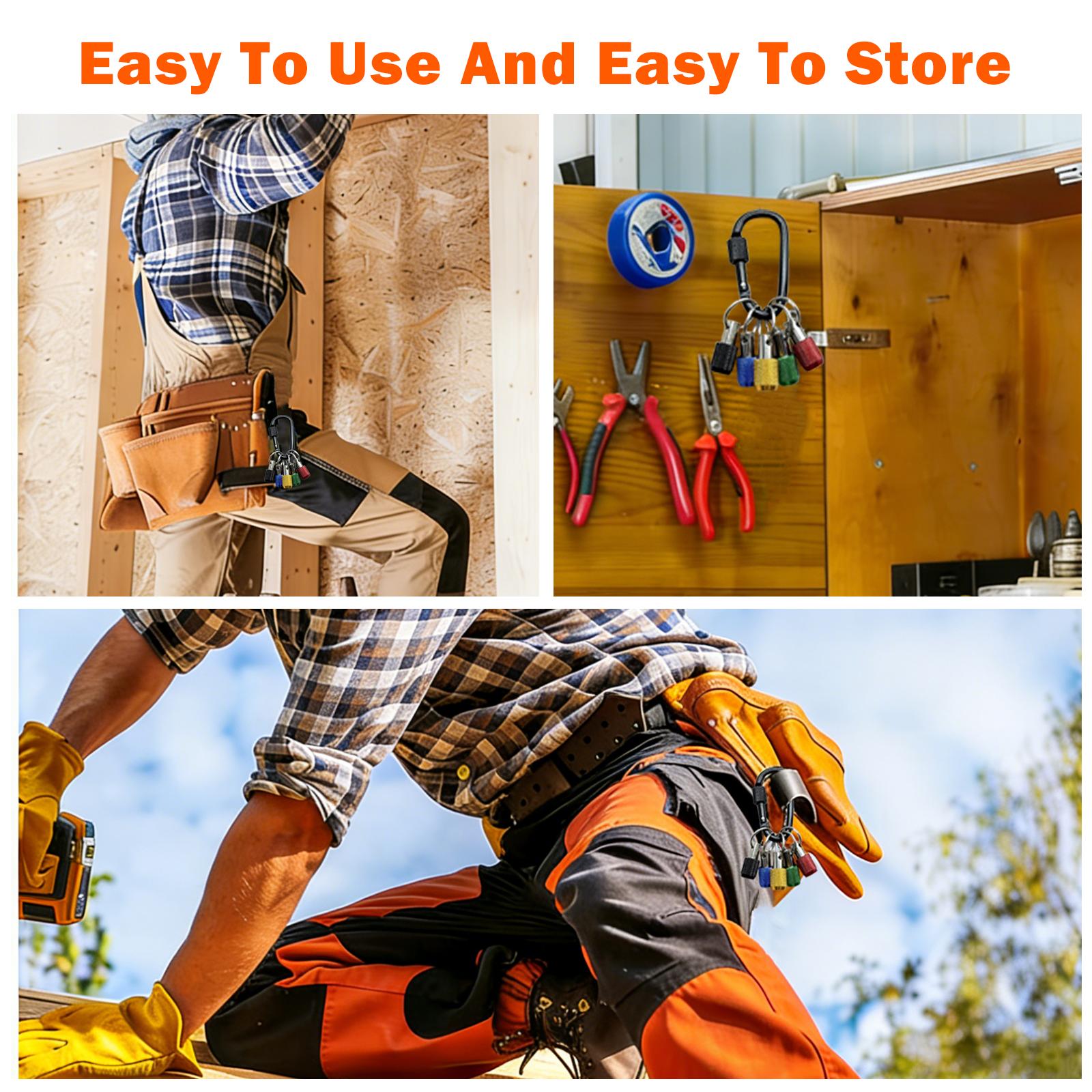 5PCS Aluminum Alloy Screwdriver Bit Holder Keychain Pendant, 1/4" Hex Quick-Release Extension Bar with Carabiner, Portable Drill Bit Organizer for DIY Hardware Tools Hanging Lightweight Hangable