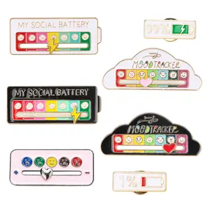 Social battery Creative lapel pins in my social battery, funny enamel emotional pain 7 days a week, each piece of 7 different styles of brooches